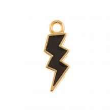 Enamel Charm Lightning (20 x 7 x 1.5 mm) Black-Gold (5 pcs)