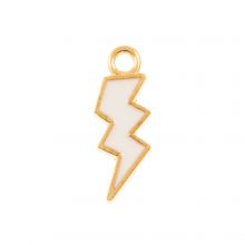 Enamel Charm Lightning (20 x 7 x 1.5 mm) White-Gold (5 pcs)