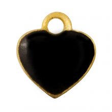 Enamel Charm Heart (10 x 9 x 2 mm) Black (10 pcs)