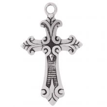 Charm Cross (39 x 23 mm) Antique Silver (5 pcs)