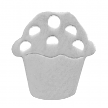 Stainless Steel Charm Cupcake (12 x 11 x 1 mm) Antique Silver (4 pcs)