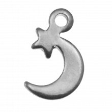 Stainless Steel Charm Star & Moon (11 x 7 mm) Antique Silver (25 pcs)
