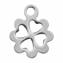 Stainless Steel Charm Clover (12.5 x 10.5 x 0.8 mm) Antique Silver (20 pcs)