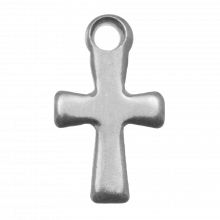 Stainless Steel Charm Cross (12 x 7 x 0.8 mm) Antique Silver (25 pcs)