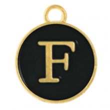 Enamel Charm Letter F (14 x 12 x 2 mm) Black (1 pcs)