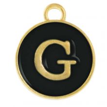 Enamel Charm Letter G (14 x 12 x 2 mm) Black (1 pcs)