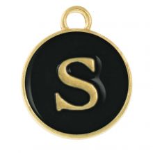 Enamel Charm Letter S (14 x 12 x 2 mm) Black (1 pcs)