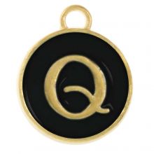 Enamel Charm Letter Q (14 x 12 x 2 mm) Black (1 pcs)