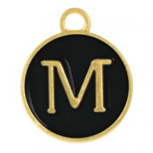 Enamel Charm Letter M (14 x 12 x 2 mm) Black (1 pcs)