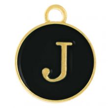 Enamel Charm Letter J (14 x 12 x 2 mm) Black (1 pcs)