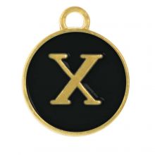 Enamel Charm Letter X (14 x 12 x 2 mm) Black (1 pcs)