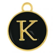 Enamel Charm Letter K (14 x 12 x 2 mm) Black (1 pcs)