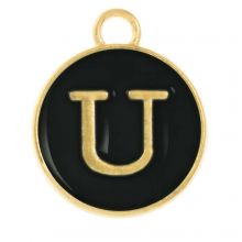 Enamel Charm Letter U (14 x 12 x 2 mm) Black (1 pcs)