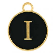 Enamel Charm Letter I (14 x 12 x 2 mm) Black (1 pcs)