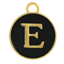 Enamel Charm Letter E (14 x 12 x 2 mm) Black (1 pcs)