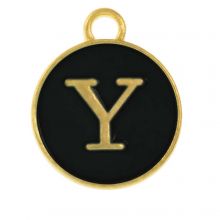 Enamel Charm Letter Y (14 x 12 x 2 mm) Black (1 pcs)