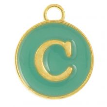 Enamel Charm Letter C (14 x 12 x 2 mm) Turquoise (1 pcs)
