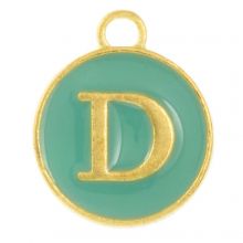 Enamel Charm Letter D (14 x 12 x 2 mm) Turquoise (1 pcs)