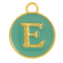 Enamel Charm Letter E (14 x 12 x 2 mm) Turquoise (1 pcs)