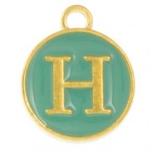 Enamel Charm Letter H (14 x 12 x 2 mm) Turquoise (1 pcs)