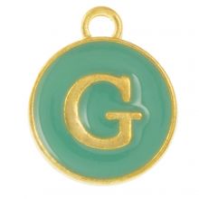 Enamel Charm Letter G (14 x 12 x 2 mm) Turquoise (1 pcs)