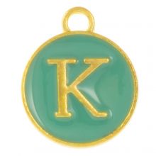 Enamel Charm Letter K (14 x 12 x 2 mm) Turquoise (1 pcs)