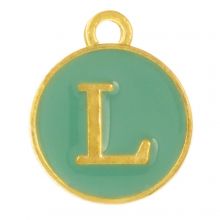 Enamel Charm Letter L (14 x 12 x 2 mm) Turquoise (1 pcs)