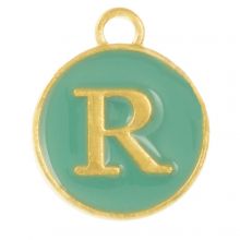 Enamel Charm Letter R (14 x 12 x 2 mm) Turquoise (1 pcs)