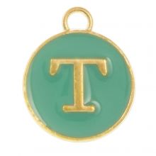 Enamel Charm Letter T (14 x 12 x 2 mm) Turquoise (1 pcs)