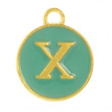 Enamel Charm Letter X (14 x 12 x 2 mm) Turquoise (1 pcs)