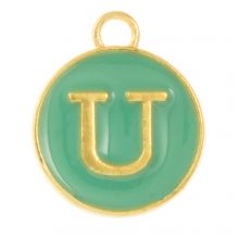 Enamel Charm Letter U (14 x 12 x 2 mm) Turquoise (1 pcs)