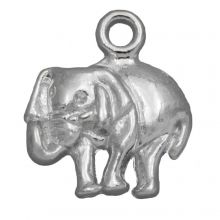 Charm Elephant (15.5 x 13.5 x 3 mm) Antique Silver (25 pcs)