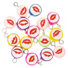 Polymer Clay Charm Kiss (13 X 9.5 X 4.5 mm) Mix Color - Antique Silver (15 pcs)