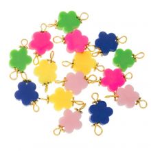 Polymer Clay Jewelry Connector Flower (18.5 X 10 X 3.5 mm) Mix Color-Gold (15 pcs)