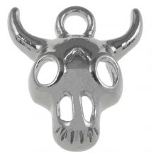 Charm Skull (16 x 13 x 4 mm) Antique Silver (25 pcs)