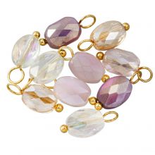 Electroplated Faceted Glass Charm (13 - 14 x 6 - 6.5 x 4 - 4.5 mm) Sparkling Lavender-Gold (10 pcs)