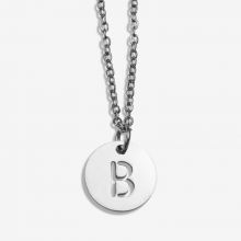 Stainless Steel Necklace Letter B (45 cm) Antique Silver (1 pcs)