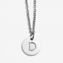 Stainless Steel Necklace Letter D (45 cm) Antique Silver (1 pcs)