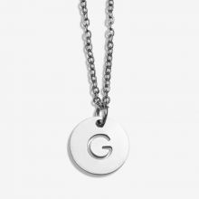Stainless Steel Necklace Letter G (45 cm) Antique Silver (1 pcs)