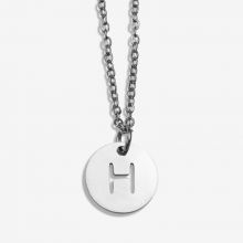 Stainless Steel Necklace Letter H (45 cm) Antique Silver (1 pcs)