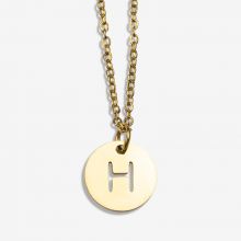 Stainless Steel Necklace Letter H (45 cm) Gold (1 pcs)