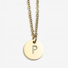 Stainless Steel Necklace Letter P (45 cm) Gold (1 pcs)