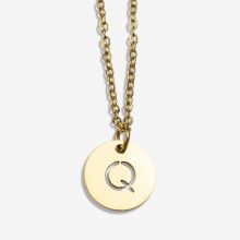 Stainless Steel Necklace Letter Q (45 cm) Gold (1 pcs)