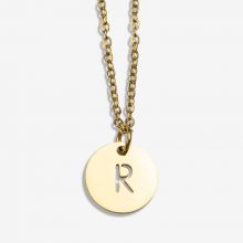 Stainless Steel Necklace Letter R (45 cm) Gold (1 pcs)