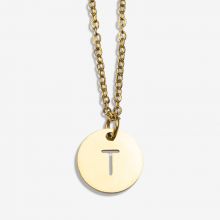 Stainless Steel Necklace Letter T (45 cm) Gold (1 pcs)