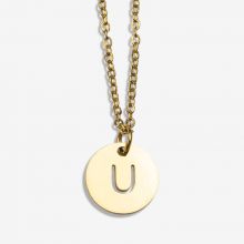 Stainless Steel Necklace Letter U (45 cm) Gold (1 pcs)