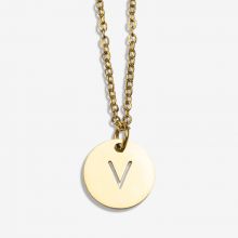 Stainless Steel Necklace Letter V (45 cm) Gold (1 pcs)