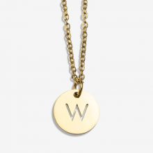 Stainless Steel Necklace Letter W (45 cm) Gold (1 pcs)