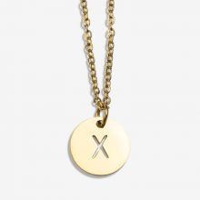 Stainless Steel Necklace Letter X (45 cm) Gold (1 pcs)