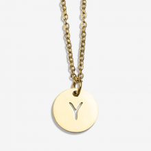 Stainless Steel Necklace Letter Y (45 cm) Gold (1 pcs)